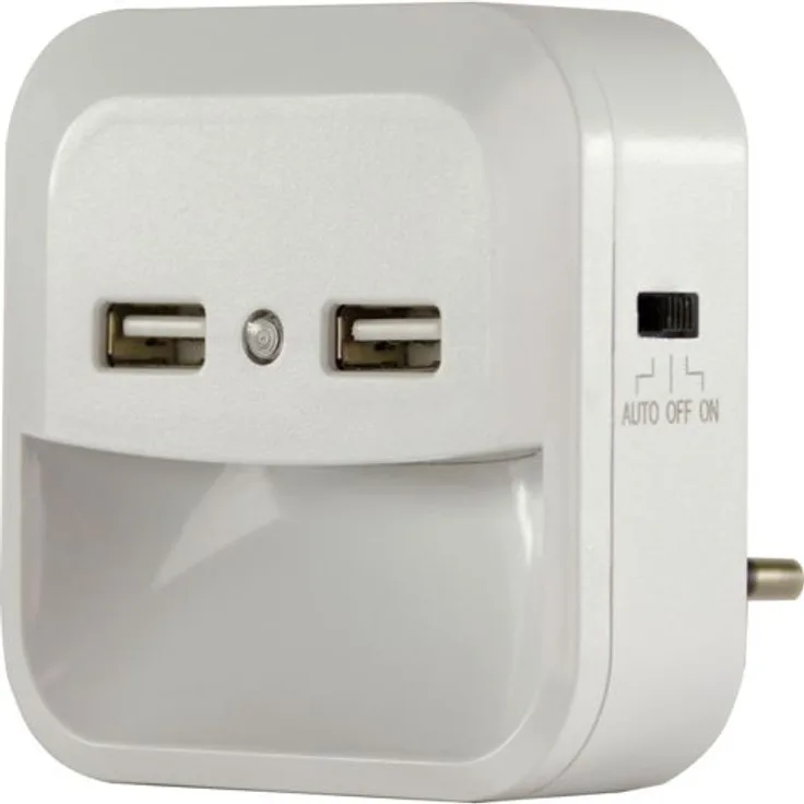 REV LED-Nachtlicht mit USB-Ladegerät und Dämmerungsautomatik