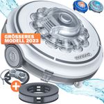 Monzana Poolroboter Poolboy600 weiß Kabellos Vollautomatisch weiche Bodenlamellen Akku Bodensauger Poolreiniger Poolsauger 2 l Fangkorbvolumen, max. 3 m Beckentiefe, 80 min Laufzeit