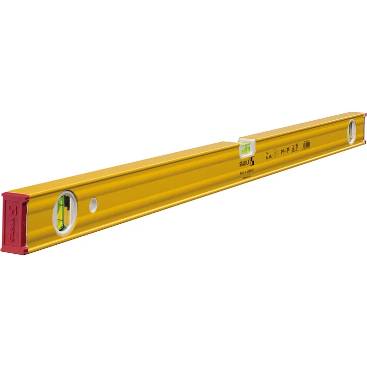 STABILA Wasserwaage Type 80 AS-2, 90 cm, verstärktes Alu-Profil, 1 Horizontal-Libelle, 2 Vertikal-Libellen, integrierte Rutsch-Stopper, Made in Germany – Bild 1