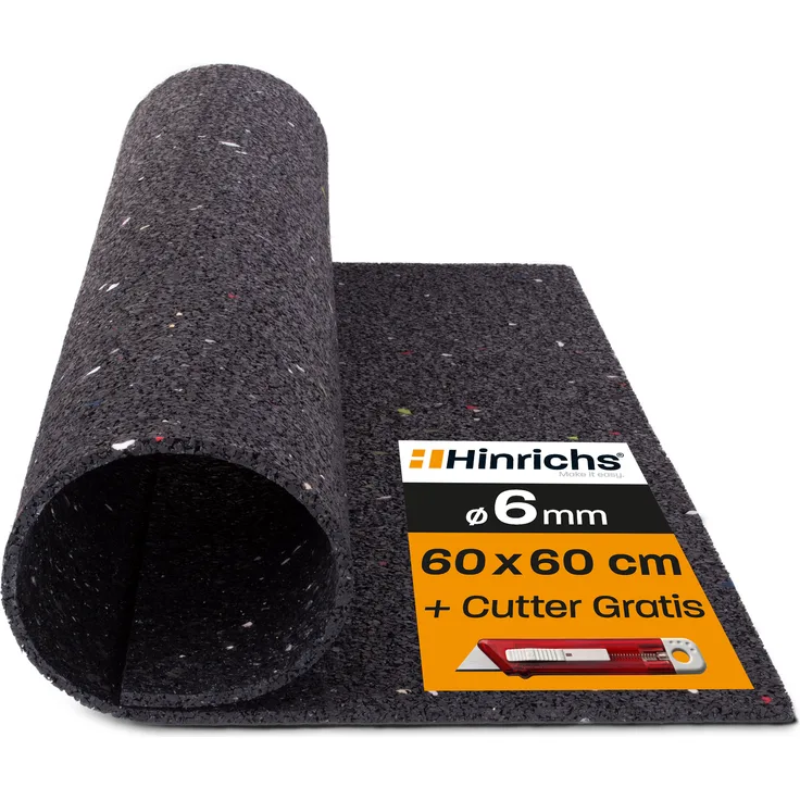 Hinrichs Antirutschmatte - 60x60x0,6 cm Antivibrationsmatte für Waschmaschinen - Gummimatte mit Cutter - Preisvergleich