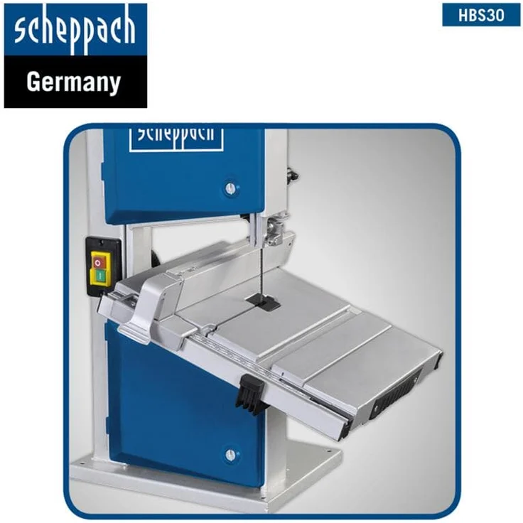 Scheppach HBS30 Bandsäge Holzbandsäge Holzsäge Tischsäge Säge inkl. 3 Sägebänder | 230 Volt | 350 Watt | max. Durchlasshöhe: 80 mm | max. Durchlassbreite: 200 mm – Bild 4