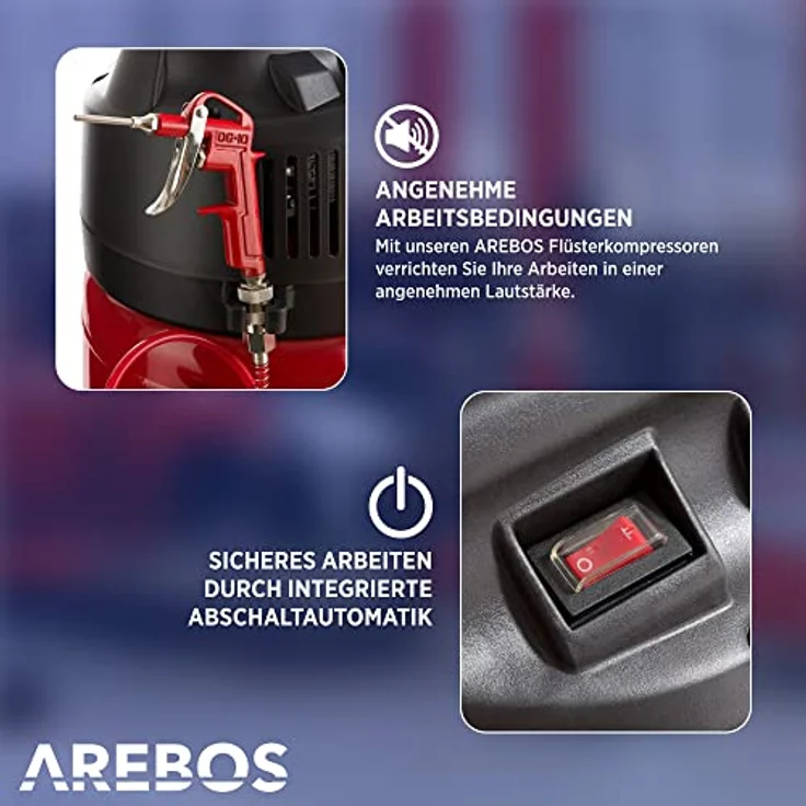 Canbolat Vertriebs Gmbh - AREBOS Druckluft Kompressor Luftkompressor 50L 10 Bar stehend 13-tlg Zubehör Rot - Rot – Bild 7