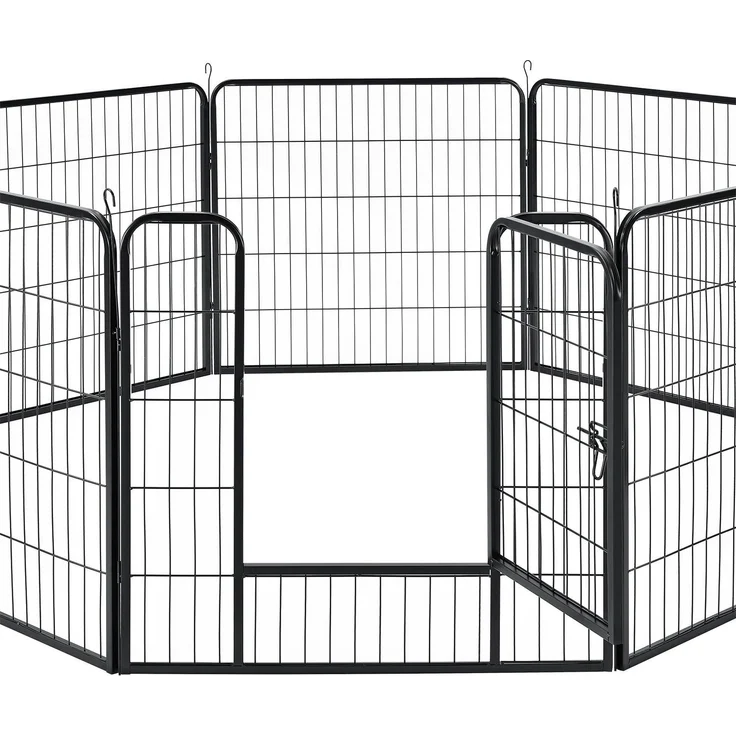Juskys Welpenauslauf Plus 160 x 160 x 80 cm – Welpenlaufstall 8-teilig aus Metall – Freigehege mit Tür – Welpengitter für Hunde, Hasen & Kleintiere - Preisvergleich – Bild 10