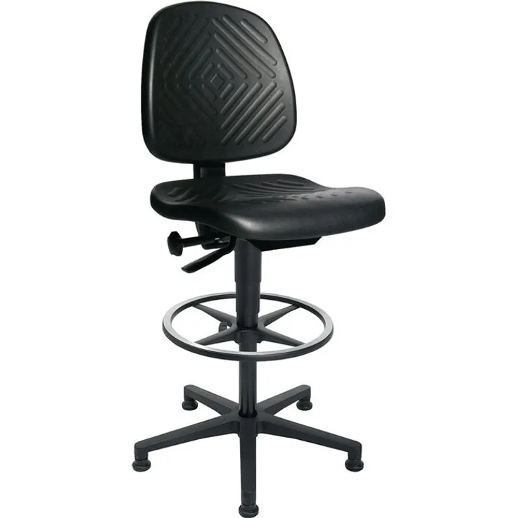 Arbeitsdrehstuhl TEC 40 Counter Bodengleiter+Fußring Polyurethanschaum schwar