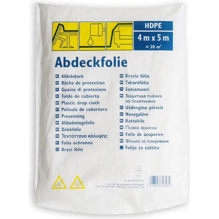 Abdeckplane HDPE Standard 4 x 5 m Abdeckfolie Schutzfolie Schutzplane Malerfolie