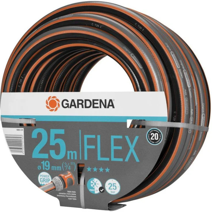 GARDENA Comfort FLEX Schlauch 19 mm (3-4 Zoll), 25 m: Formstabiler, flexibler Gartenschlauch mit Power-Grip-Profil, aus hochwertigem Spiralgewebe, 25 bar Berstdruck, ohne Systemteile (18053-20) – Bild 2
