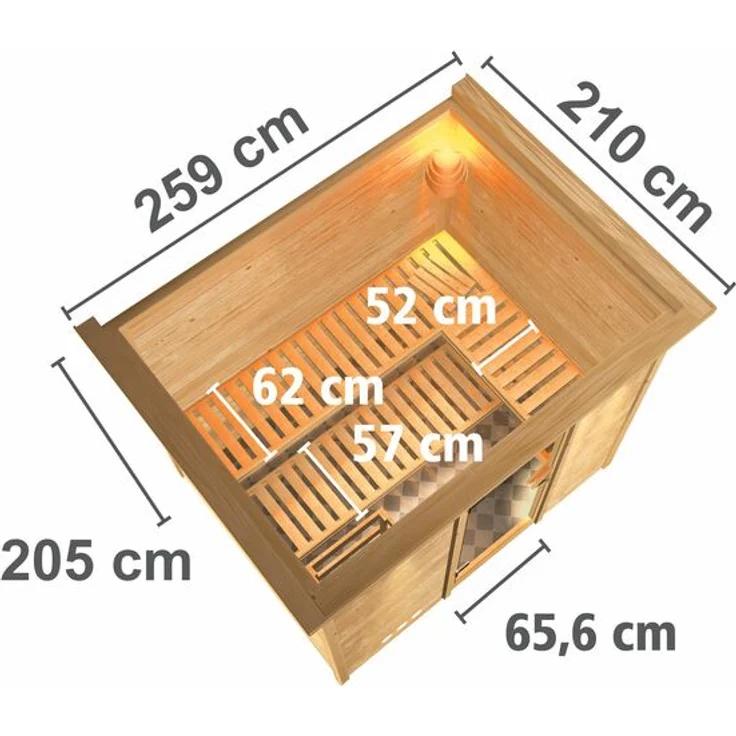 Karibu Sauna Sonara mit Kranz naturbelassen – Bild 1