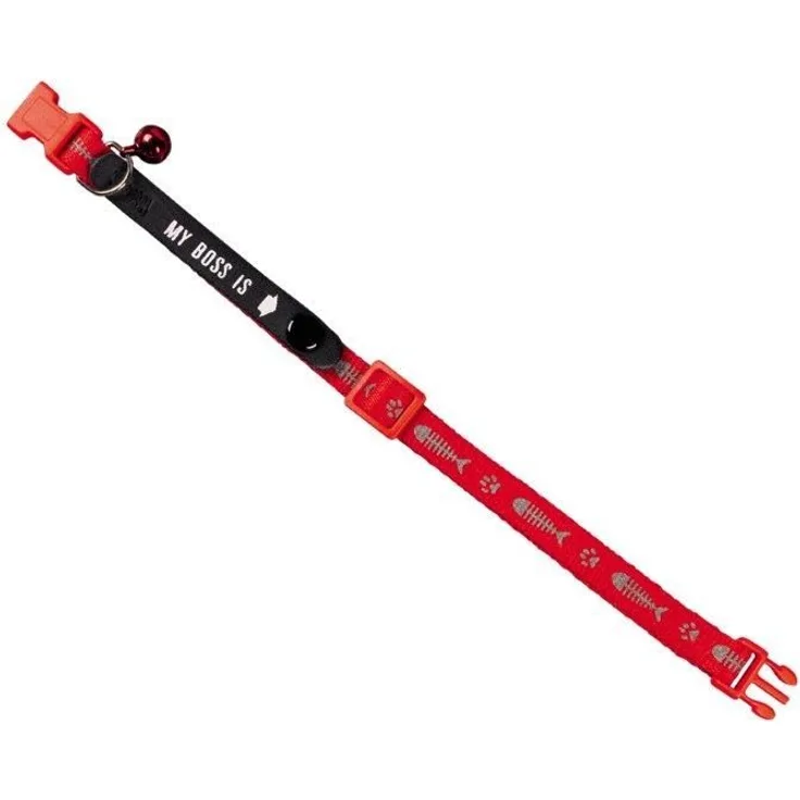 Nobby Adress-Katzenhalsband My Boss is rot mit Muster