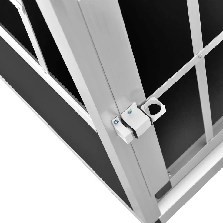 Juskys Alu Hundetransportbox L - 91 × 65 × 69 cm – Auto Hundebox robust & pflegeleicht – Gittertür verschließbar - Autotransportbox für Hunde – Bild 10