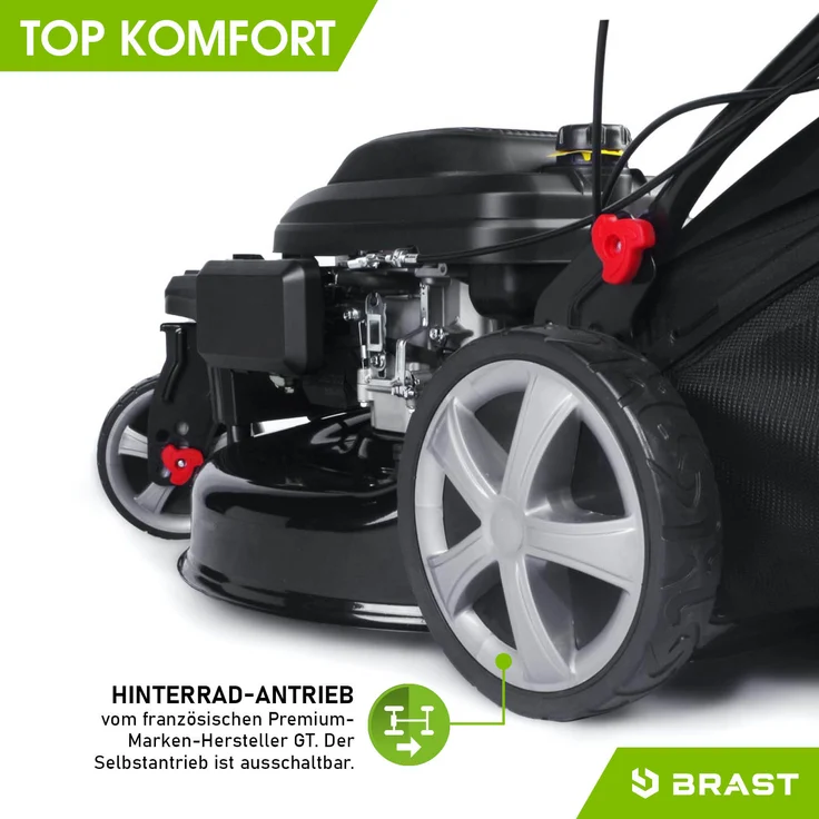 BRAST Rasenmäher Benzin Trike 5,2kW(7PS) mit Antrieb 53cm Schnittbreite 224ccm 4-Takt Motor TÜV geprüft Stahlgehäuse 60L Fangkorb 4-Takt Motor – Bild 8