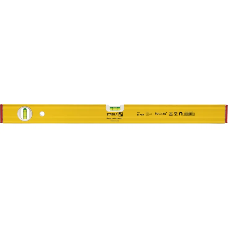 STABILA Magnet-Wasserwaage Type 80 ASM, 60 cm, verstärktes Alu-Profil, extrastarkes Seltenerd-Magnetsystem, 1 Horizontal-Libelle, 1 Vertikal-Libelle, integrierte Rutsch-Stopper, Made in Germany – Bild 3