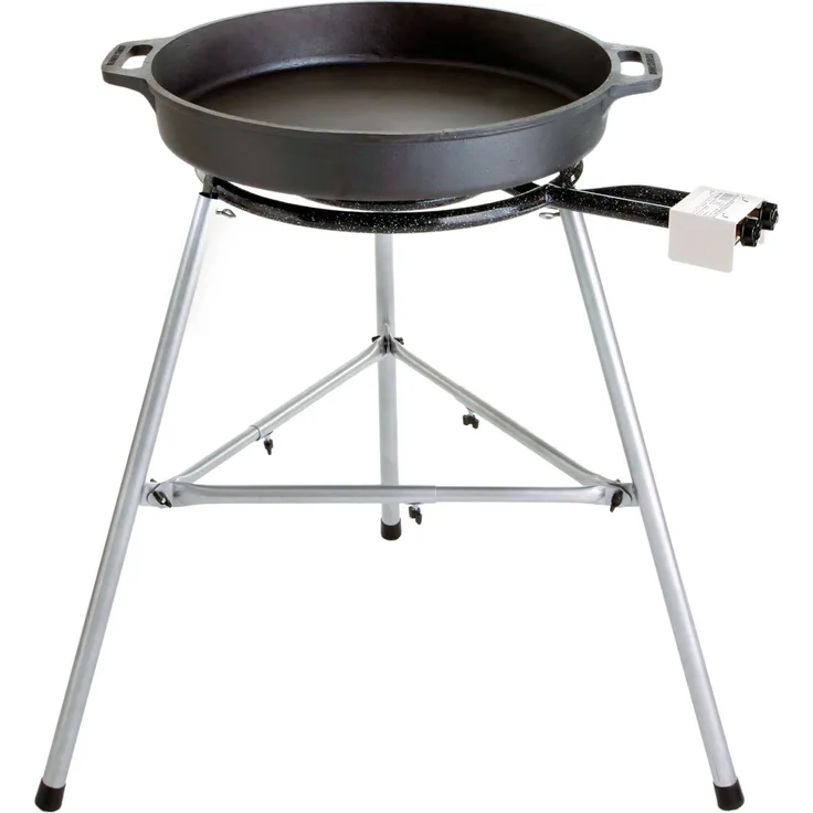 Paella World Gusspfannen Set 5 Brenner mit Paella-Pfanne Gusseisen Ø 60-80 cm Gastronomie-Catering