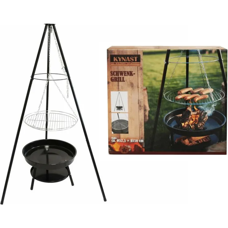 Schwenkgrill Feuerschale Dreibein höhenverstellbar Grill Black 52,5cm rund