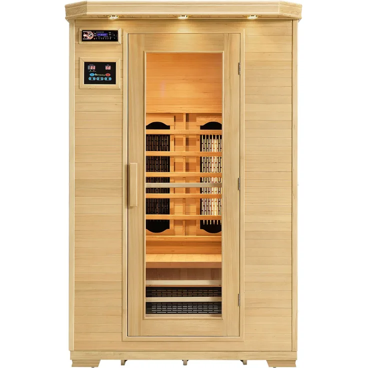 Artsauna Infrarotkabine Oslo – Triplex-Heizsystem Infrarotsauna - 2 Personen – LED-Farblicht, digitale Steuerung – Hemlock-Holz, 190 x 120 x 100 cm