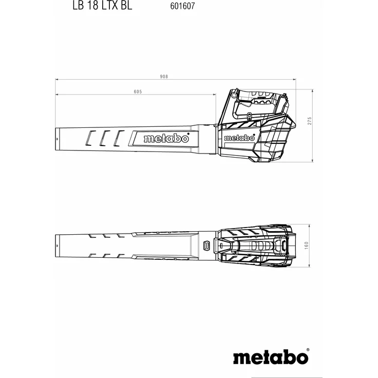 Metabo Akku Laubbläser LB 18 LTX BL (18 Volt, Li-Ion, Tragegurt, gummierter Griff, 150 km/h Luftgeschwindigkeit, bürstenloser Motor) ohne Akku und Ladegerät, im Karton – Bild 5