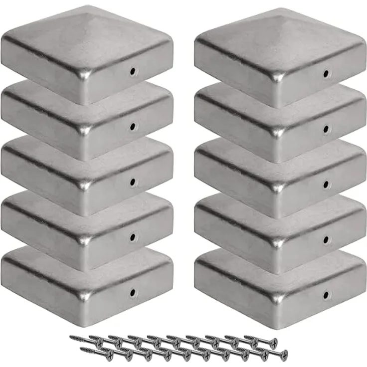 Pfostenkappen 9x9 Cm 10 Stück 90x90 Mm Zaunpfosten Metall-Zaunpfosten Verzinkt: 151X151
