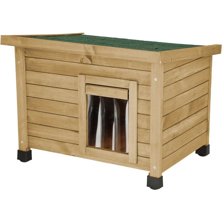 Kerbl Katzenhaus Rustica Katzenhütte aus Holz Schwingtüre mit Lamellen – Bild 3