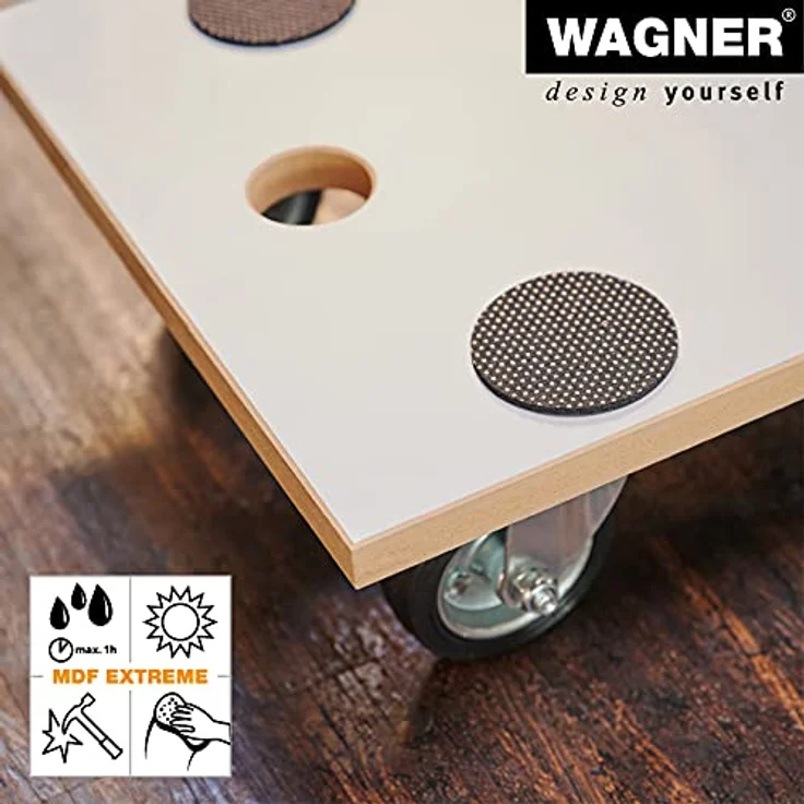 Transporthilfe MM 1316, 57,5 x 30 x 11 cm, Vollgummi Rollen Ø 75 mm, Rollenlager, Tragkraft 250 kg, MDF beschichtet – Bild 3