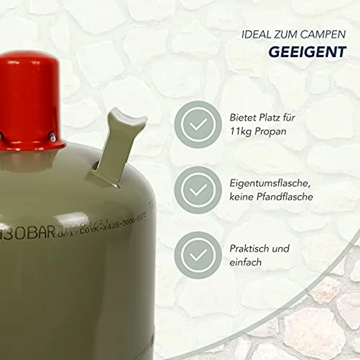 11 kg Gasflasche grau Propan ungefüllt  für Gasgrill, Heiz-Geräte, Abflammgeräte uvm. – Bild 6