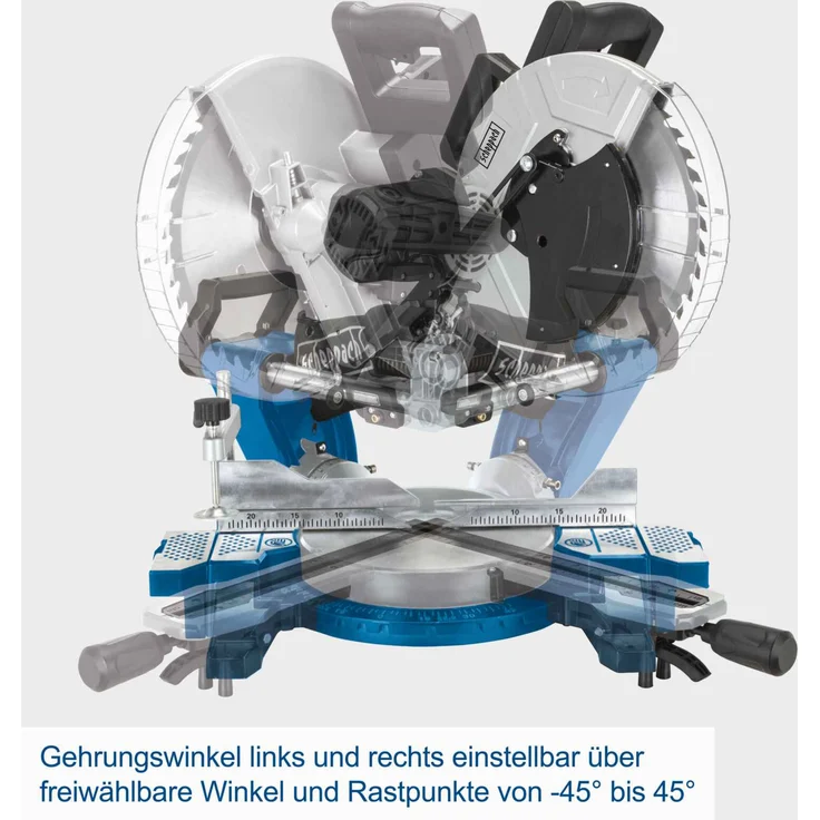 Scheppach HM140L Kapp-Zug-Gehrungssäge mit Laser 2000 W 305 mm 3800 min-1 beidseitig neigbarer Sägekopf mit zweitem Sägeblatt – Bild 3