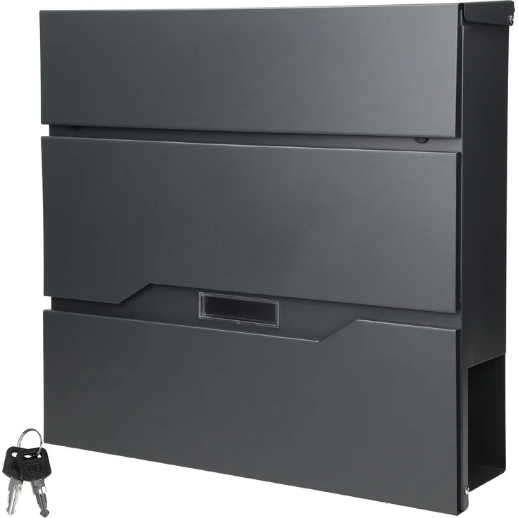 Briefkasten mit Zeitungsfach anthrazit 37x11x36.5 cm aus Edelstahl