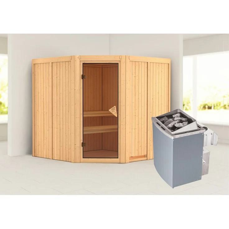 Karibu Sauna Jarin Set mit Ofen, integrierte Steuerung 8 kW – Bild 1