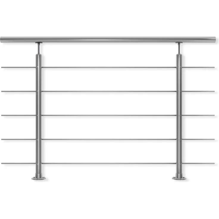 Dolle Brüstungsgeländer zur Bodenmontage Edelstahl Stäbe, Pfosten und Handlauf rund