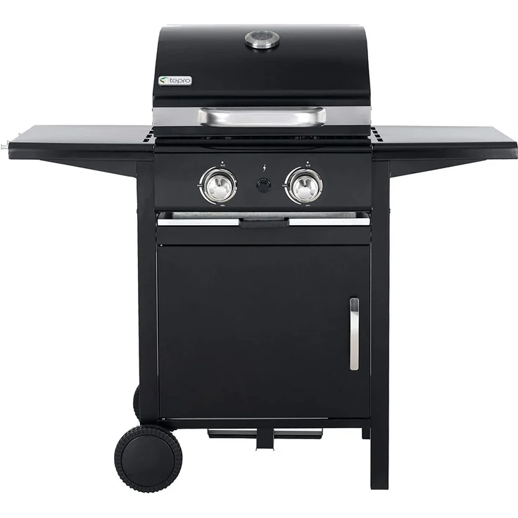 Tepro Gasgrill Mayfield Grillwagen 2-Edelstahlbrenner mit je 3 kW, 40,5 x 44,5 cm Grillfläche, Piezo-Zündung, mit Thermometer, Warmhaltefläche – Bild 4