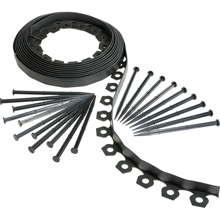 Rasenkante flexibel Beetumrandung Mähkante 10mx40mm mit 20 Befestigungstiften – Bild 2