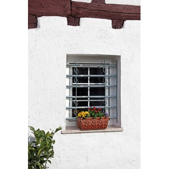 Gah-Alberts Secorino Style Window Grille - Extendable Blue-Galvanised Security Grill With Decorative Elements - View #2