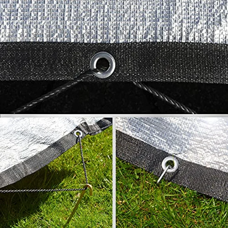 Amanka 99% Schattennetz 2x2m Alu Sonnensegel Sonnenschutz Netz Hitzeschutz Camping – Bild 7