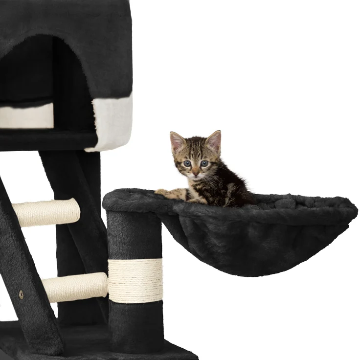 tectake Kratzbaum Hansi 260cm - schwarz/weiß – Bild 3