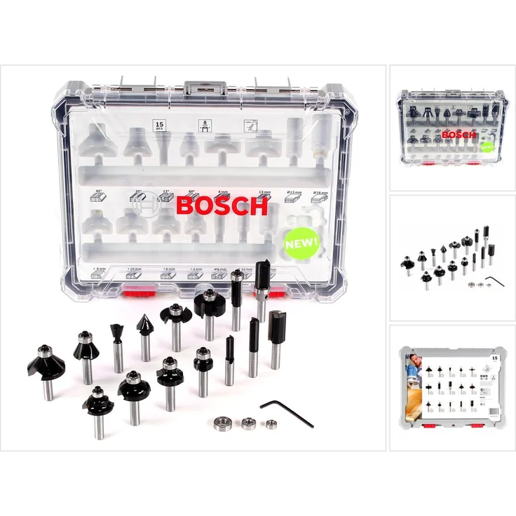 Bosch Professional Freihandfräser Set 15 Teile 8 mm Schaft Hartmetall für feine Holzarbeiten – Bild 4