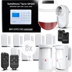 Safe2Home® Funk Alarmanlagen Großes Set SP210 mit Sabotageschutz – WIFI / GSM / SMS Alarmierung - Lichtsteuerung