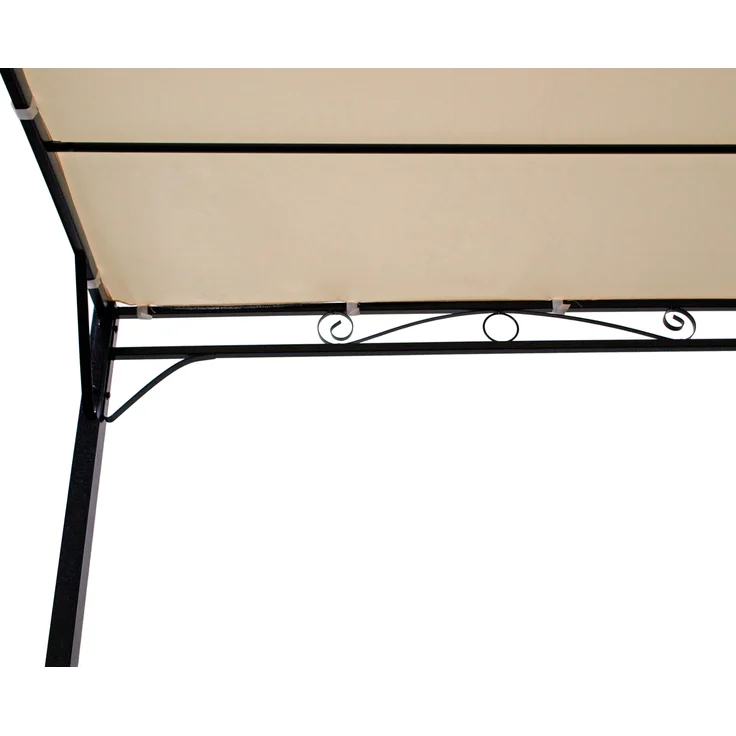 Anbaupavillon MANTOVA-XL 3x3 Meter, Stahl dunkel, Plane PVC-beschichtet écru – Bild 4