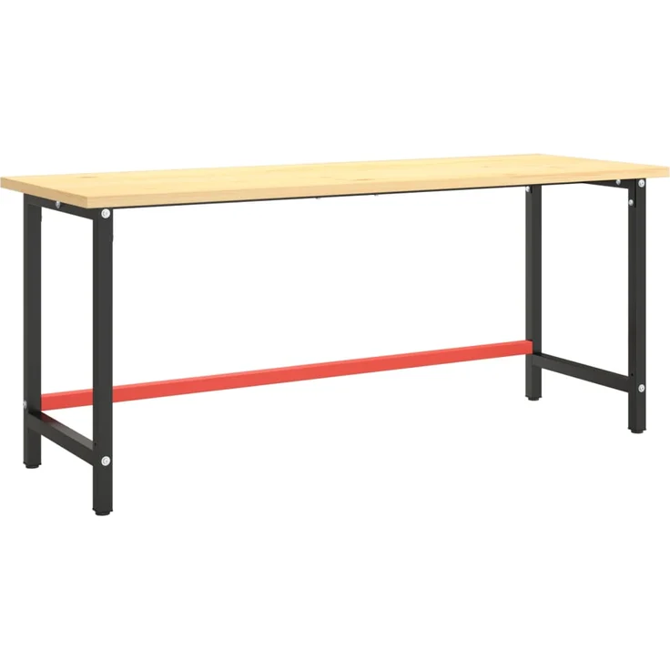 Werkbankgestell Mattschwarz und Mattrot 180x57x79 cm Metall – Bild 2