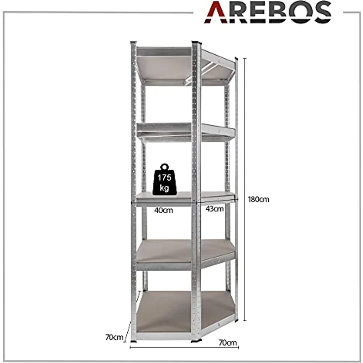 Eckregal Lagerregal Schwerlastregal Werkstattregal Steckregal Regal 875kg - Silber - Arebos – Bild 7