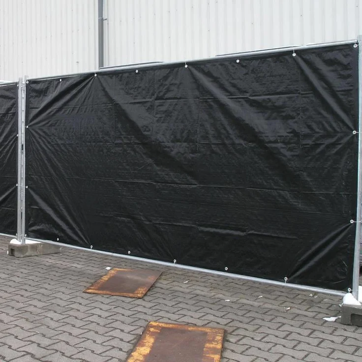 Noor Bauzaunplane Profi 1,76x3,41 m schwarz Plane Zaun – Bild 2