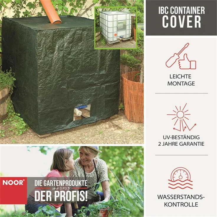 Noor IBC Container Cover Wassertank Abdeckung grün UV-beständig – Bild 2