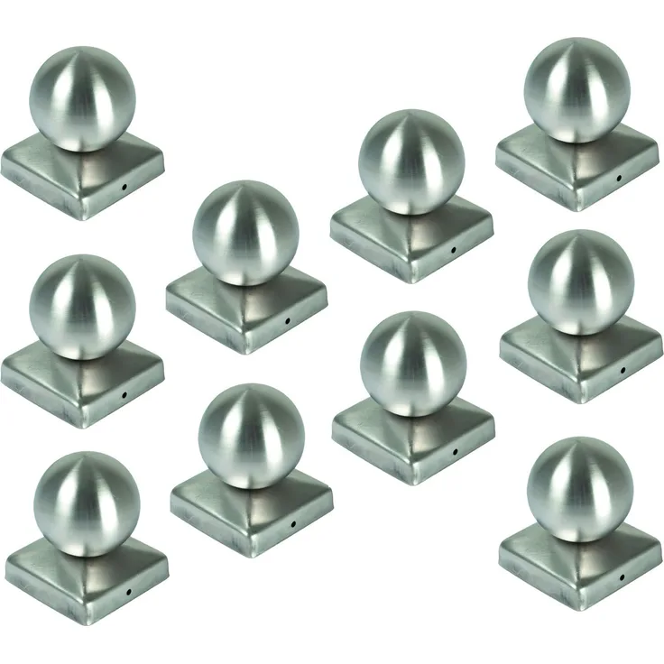 10x Edelstahl Pfostenkappe Kugel 90 x 90 mm Zaunkappe Zierkappe Pfahl Abdeckung