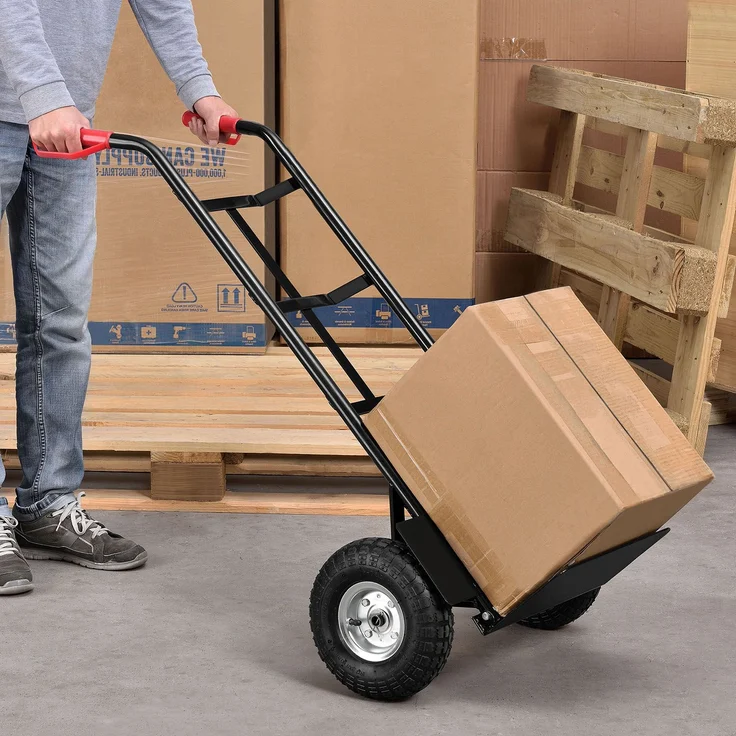 Juskys Sackkarre Basic klappbar | 100 kg belastbar | große Luftreifen | Kunststoff Griffe | Stahl – Bild 2