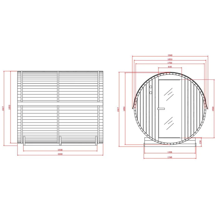 HOME DELUXE - Outdoor Fasssauna LAHTI XL - Maße: BxTxH: ca. 195 cm x 192 cm x 220 cm, Holz: Fichtenholz - inkl. Elektroofen und kompl. Saunazubehör I Gartensauna, Außensauna, Sauna für 6 Personen – Bild 10