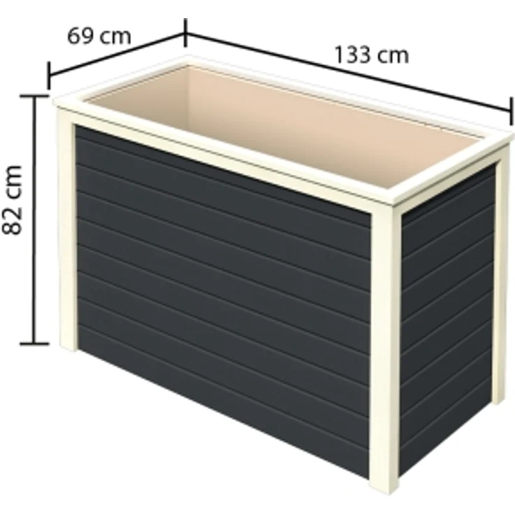 Karibu Hochbeet 1 anthrazit, 133x69x82 cm, 460 Liter – Bild 3