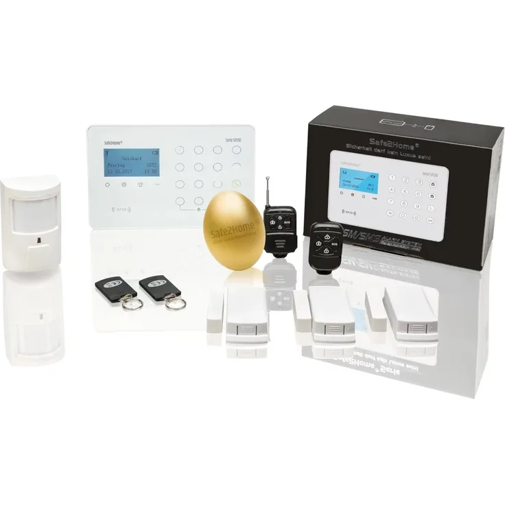 Safe2Home® Funk Alarmanlagen Basis Set SP210 mit Sabotageschutz – WIFI / GSM / SMS Alarmierung - Lichtsteuerung