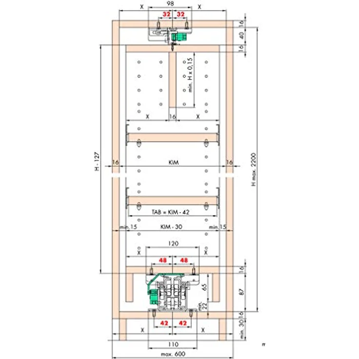 Hawa Hochschrankauszug Forte, Typ 430 mm, RAL 7035, Tragkraft 170 kg – Bild 3