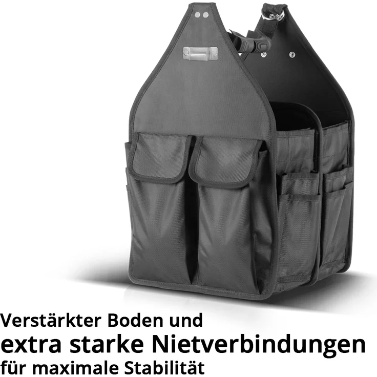 STAHLWERK Werkzeugtasche mit 11 Außentaschen und 2 großen Innenfächern mit jeweils 5 Innentaschen, robuste Montagetasche - Werkzeugkoffer - Werkzeugbeutel mit Tragegriff und Schultergurt – Bild 3