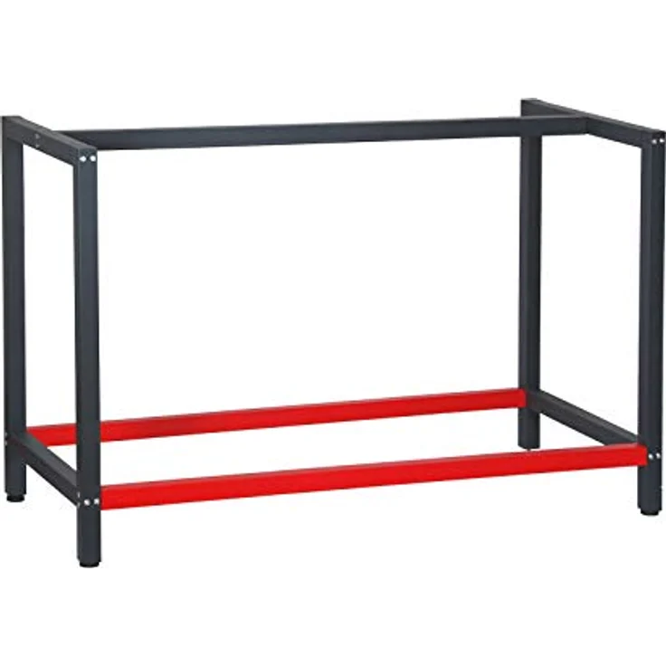 Werkbank Gestell 125x57x81 cm aus Stahl Werkbankgestell Anthrazit Rot Tischgestell Werkstatt – Bild 1