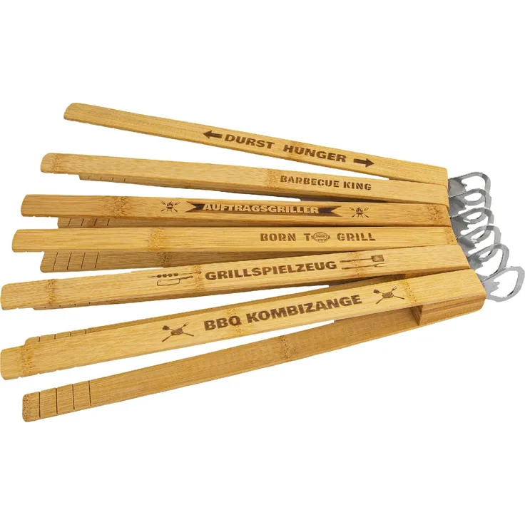 Riffelmacher Grillzange mit Flaschenöffner 33 cm verschiedene Motive