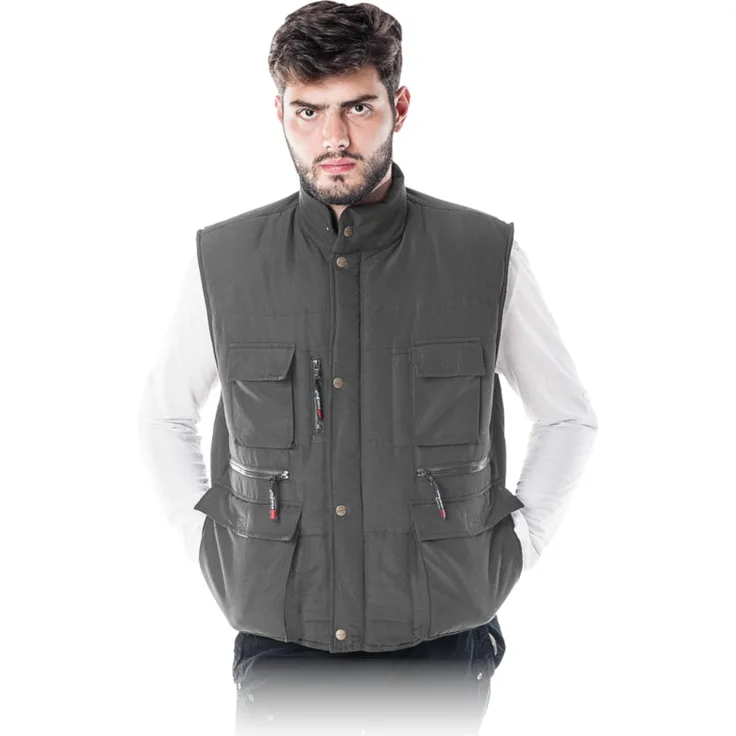 gepolsterte Arbeitsweste mit vielen Taschen grau XXXL