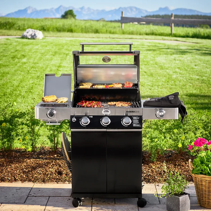 Rösle Gasgrill BBQ-Station VIDERO G3-S Vario+ schwarz 3 Hauptbrenner 2.700 cm² Grillfläche 2 Seitenablagen Edelstahl – Bild 4